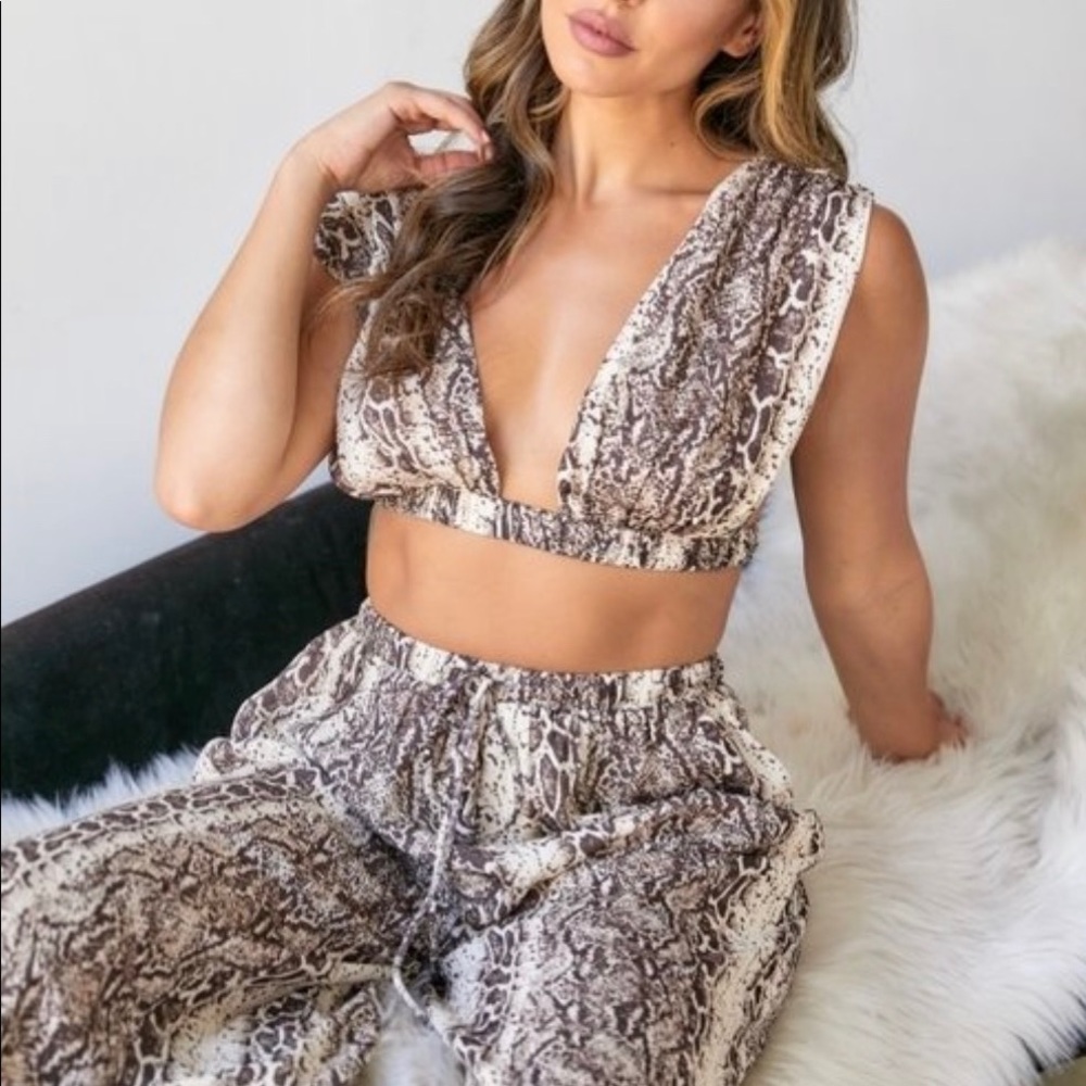 BRAND NEW! Snake Print Bralette & Pants Set